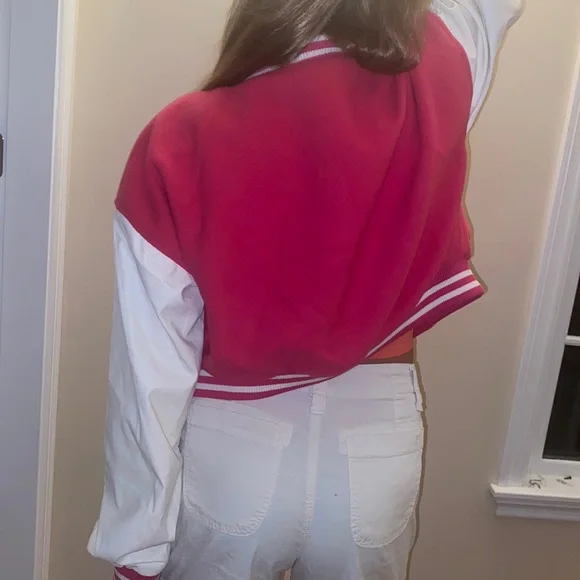 Barbie Pink Varsity Letter Baseball Jacket Love Tree Coat Large - Picture 3 of 13